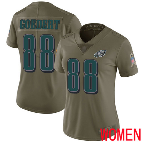 Women Philadelphia Eagles #88 Dallas Goedert Limited Olive 2017 Salute to Service Football NFL Jersey